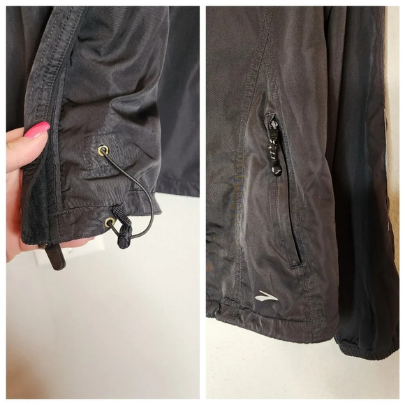 Brooks black running jacket.  Shelter technology.  Full zip.  Women's medium - Picture 10 of 16